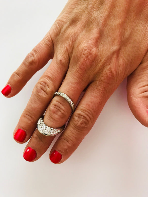 Silver + Rhinestones Statement Ring
