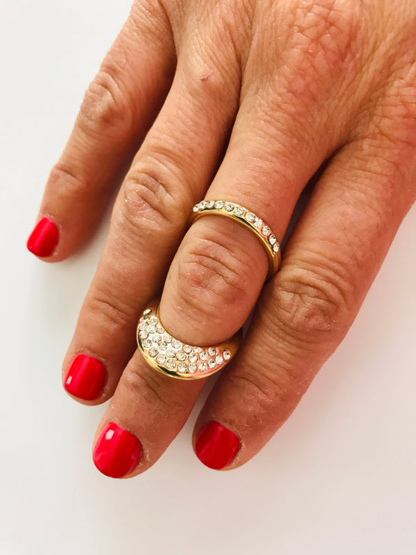 Gold + Rhinestones Statement Ring