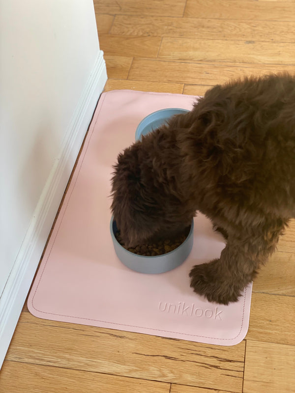Leather pet food mat | 30"x16" | Pink