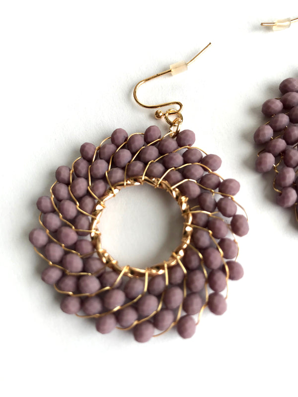 Purple Beads Earrings