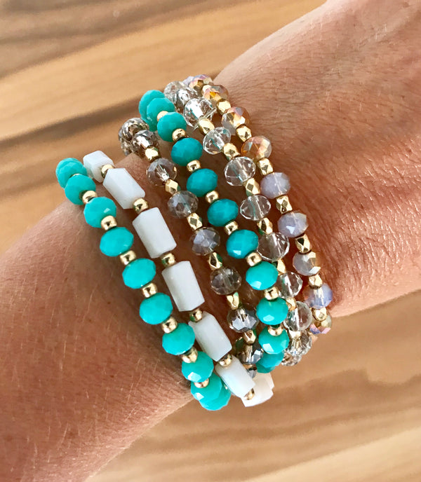 Turquoise | Glass beads | Stretch Bracelet