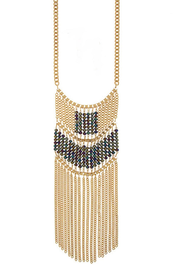 Fringe Chain Bib Necklace