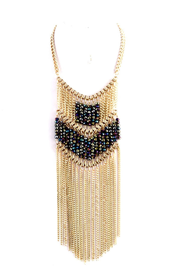 Fringe Chain Bib Necklace