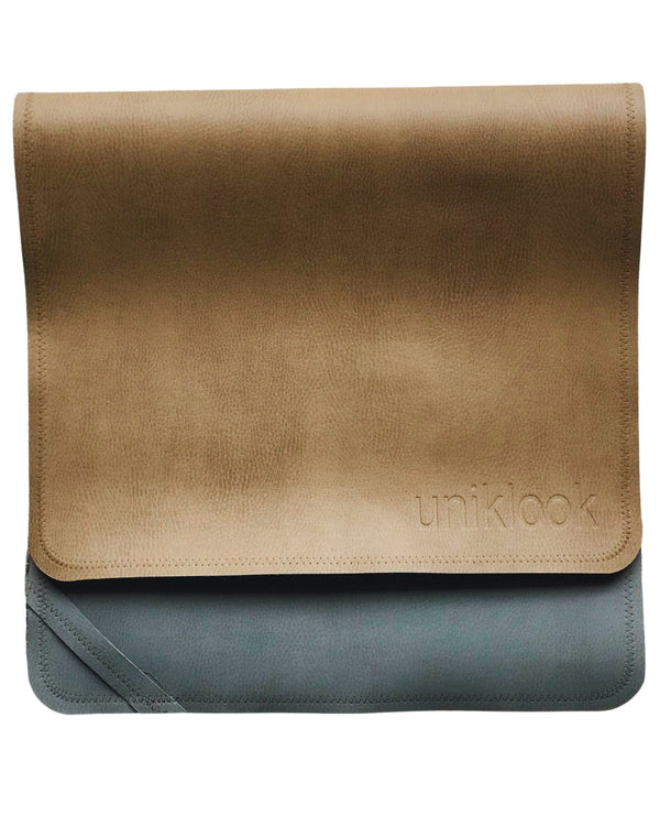 Uniklook tan and cloud vegan leather portable changing pad