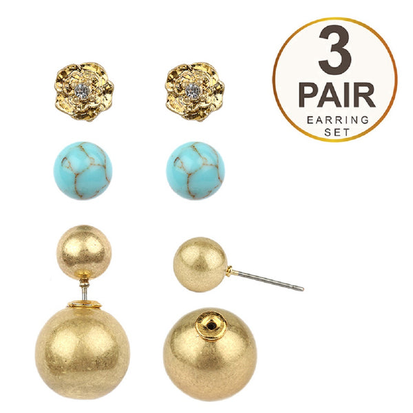 Mixed match double-sided studs earrings