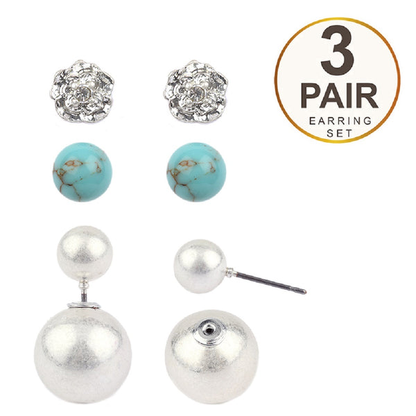 Mixed match double-sided studs earrings