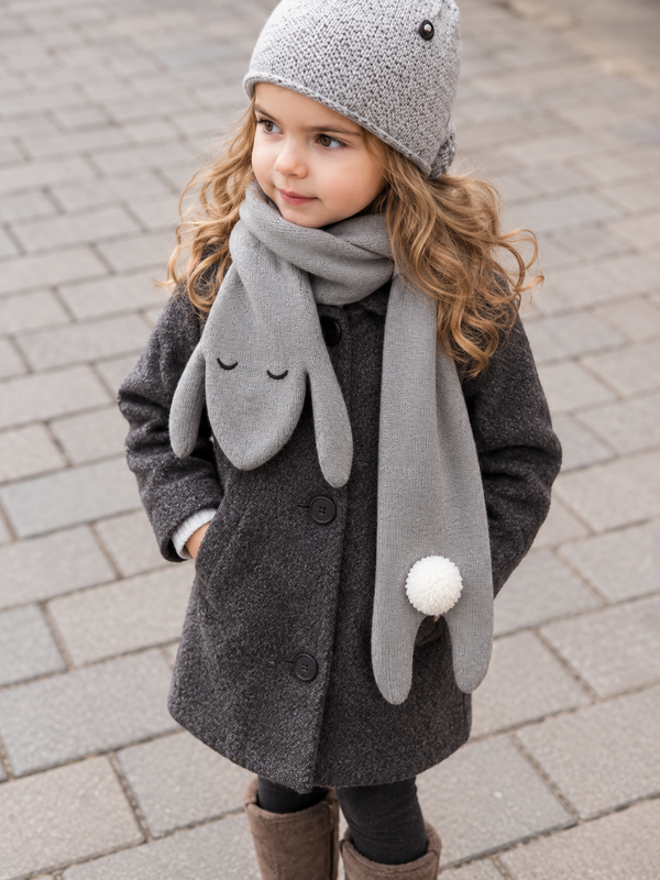 100% Cashmere Bunny Scarf for Kids – Luxury Soft Knit Rabbit Scarf