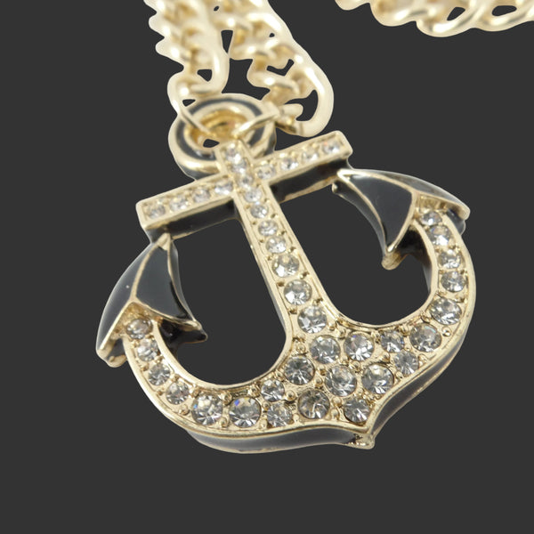 Crystal Anchor Chain Statement Necklace