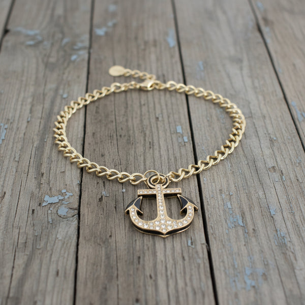 Crystal Anchor Chain Statement Necklace