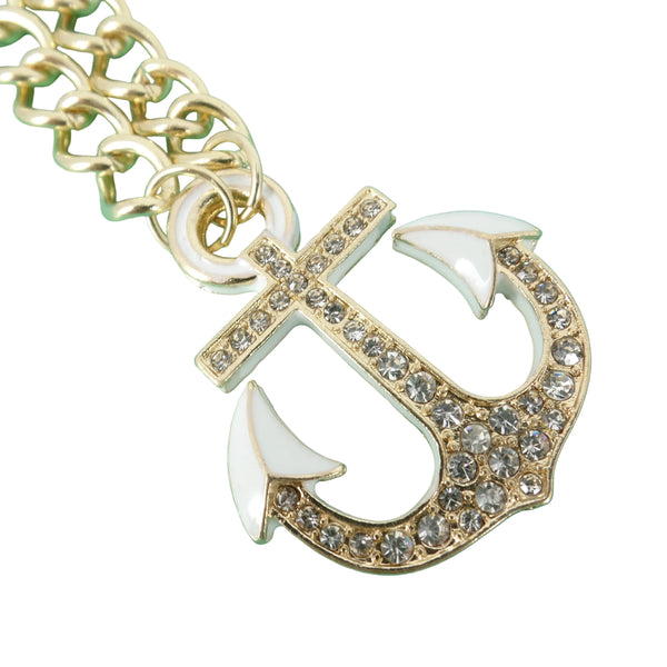 Crystal Anchor Chain Statement Necklace