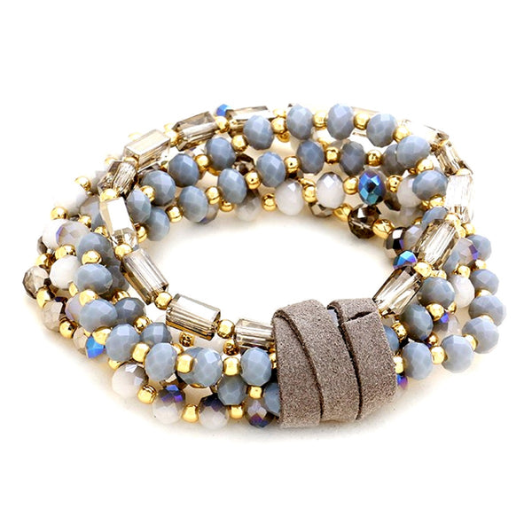 Gray | Glass beads | Stretch Bracelet