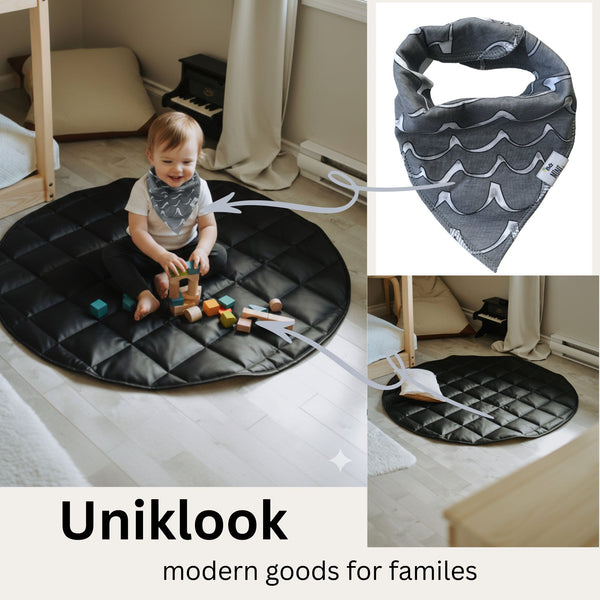 QUILTED FLOOR MAT | 47" | BLACK + CREAM