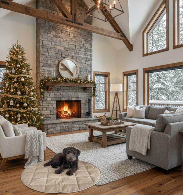 DOG TRAVEL BED | 35'' |  Tan + Gray