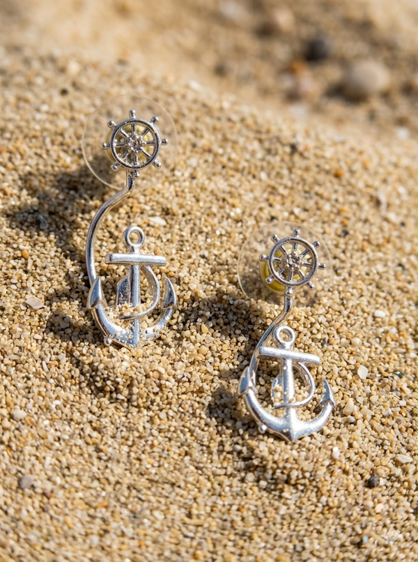 Anchor ear jacket earrings