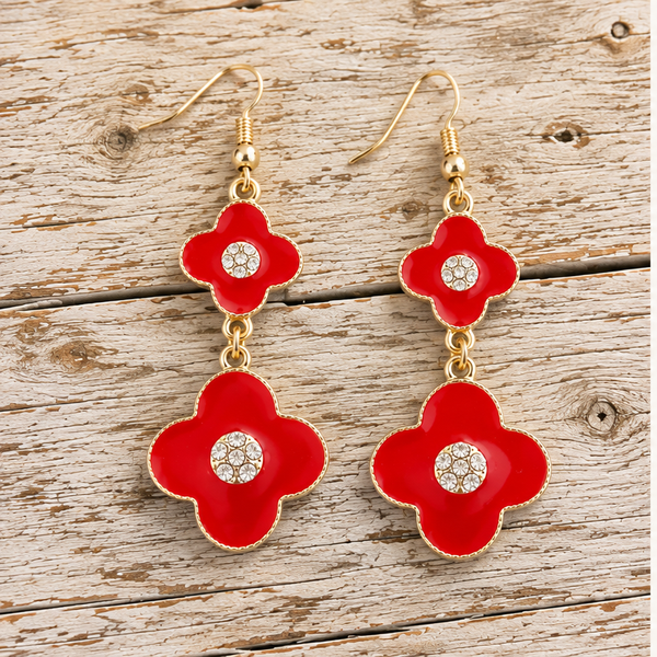 Boucles d'oreilles pendantes bleue + dorées