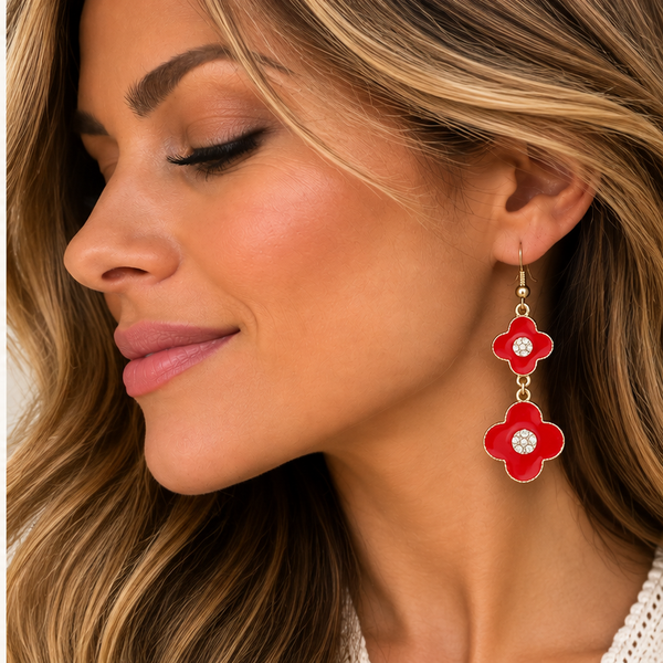 Boucles d'oreilles pendantes bleue + dorées