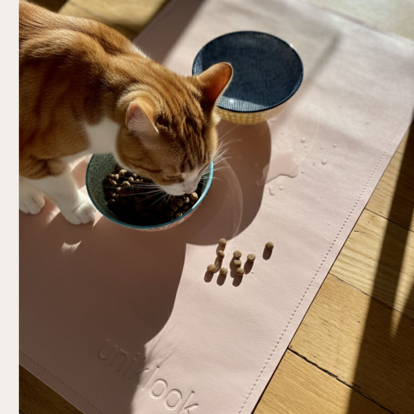 Leather pet food mat | 30"x16" | Pink