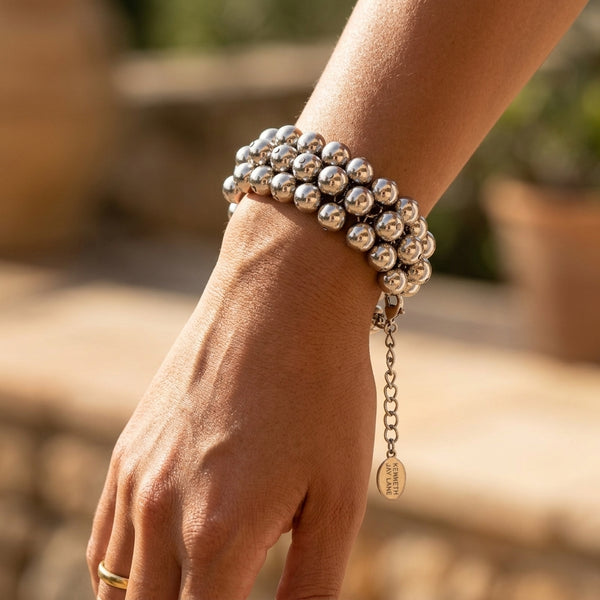 Silver Bubble Bead Statement Bracelet