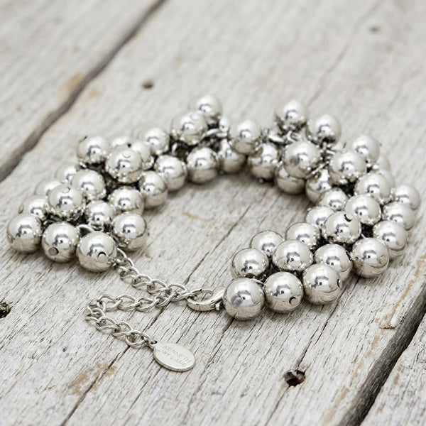Silver Bubble Bead Statement Bracelet