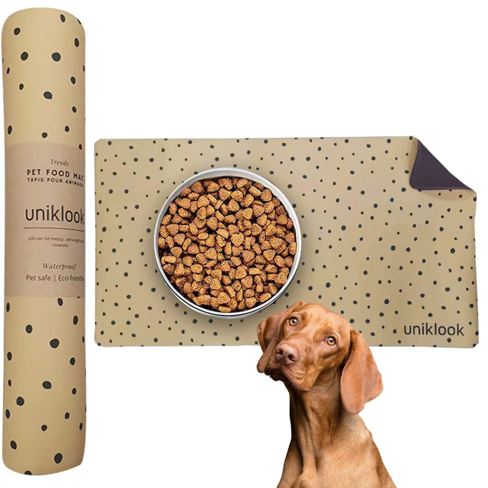 Cheetah pet food mat by Uniklook, Waterproof, Large Size
