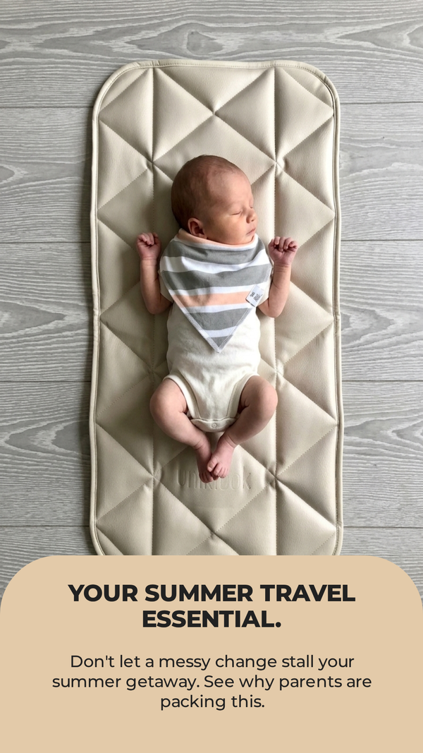 Quilted Vegan Leather Changing Mat — Cream