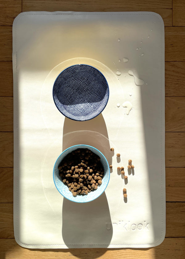 Leather pet food mat | 30"x16" | Cream