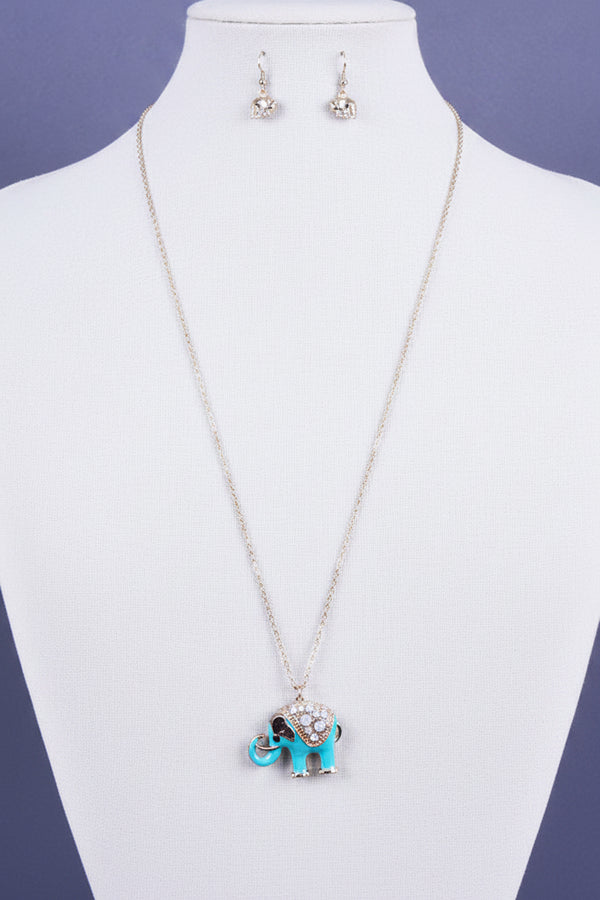 Turquoise Elephant Long Chain necklace