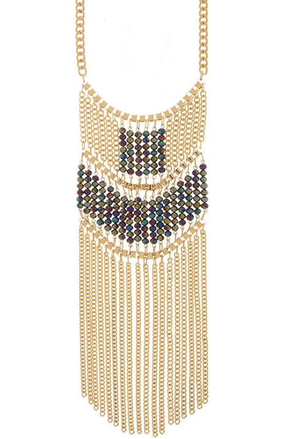 Fringe Chain Bib Necklace
