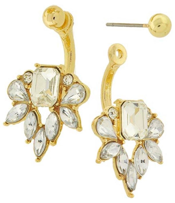 Gold Clear Ear Jacket Earrings