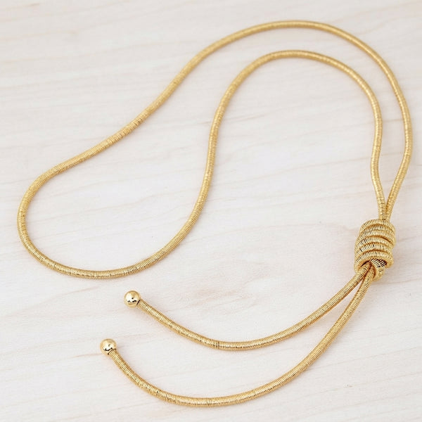 Gold Lariat Necklace – Elegant Y-Drop & Knot Design