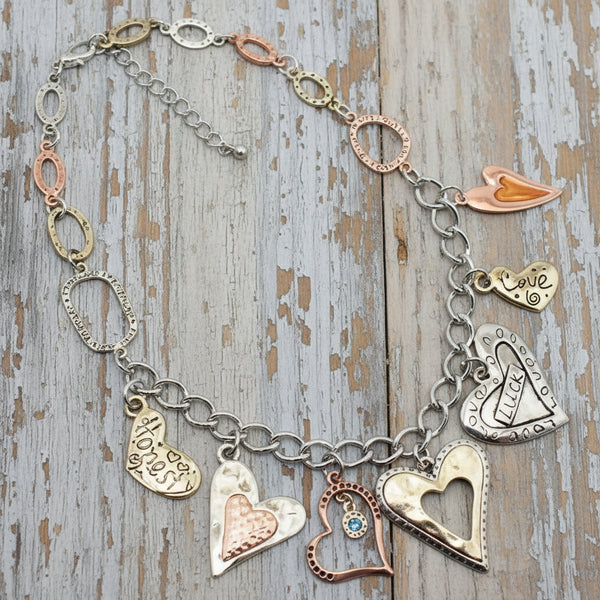 Love is in the air Hearts charm Necklace Earrings Set