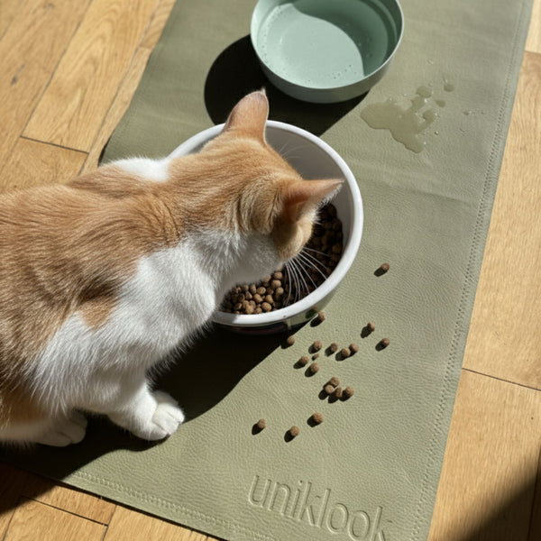 Leather pet food mat | 30"x16" | Hunter, Tan