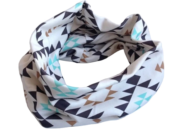Scarf with geometric pattern on a white background