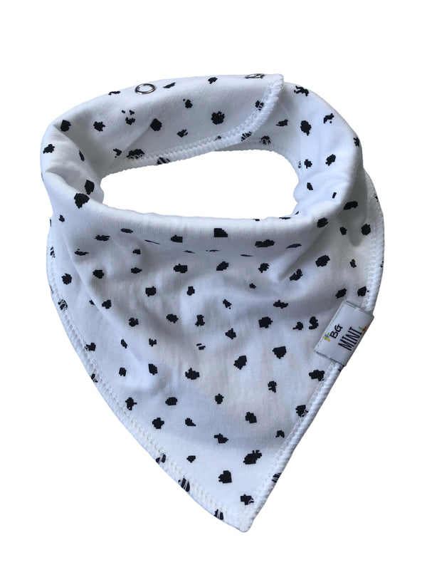 Spotted Dog Bandana Bib — Black & White Print