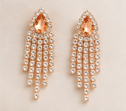 Matching peach crystal fringe earrings