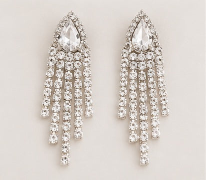 Matching silver crystal fringe earrings