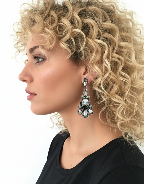 Smoke Black Chandelier Earrings