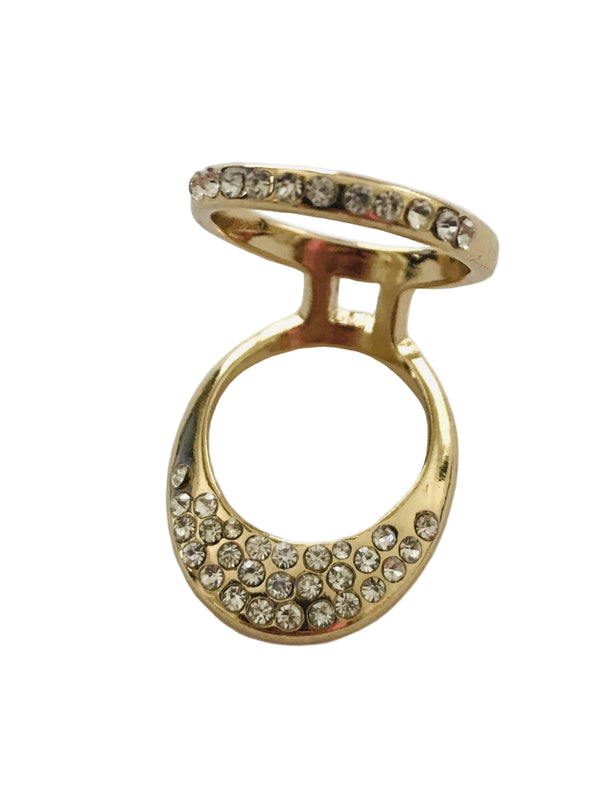Gold + Rhinestones Statement Ring