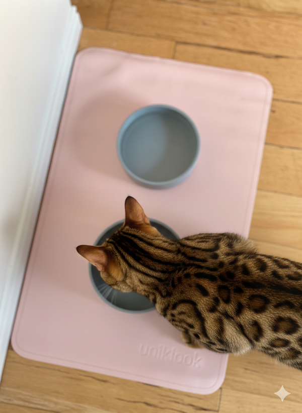 Leather pet food mat | 30"x16" | Pink