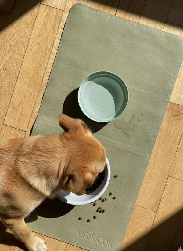 Leather pet food mat | 30"x16" | Hunter, Tan