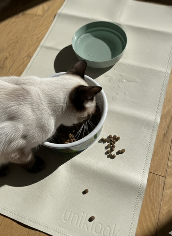 Tapis pour gamelles d'animaux | 22"x14" | cuir vegan | Crème + Terra 