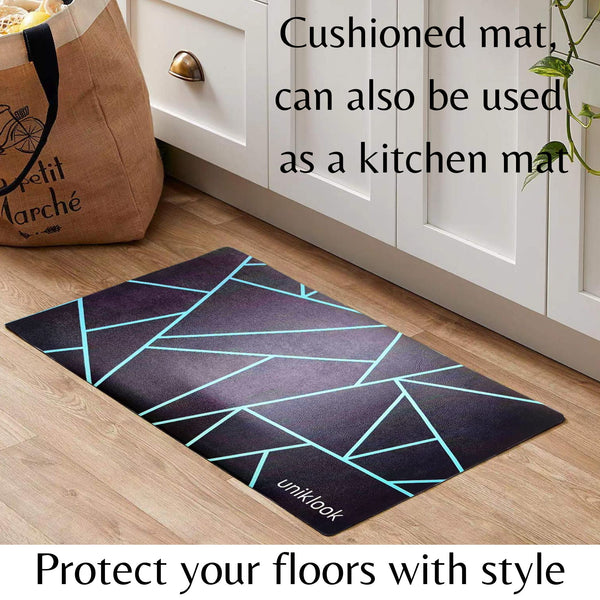 Pet food mat | Black + Teal | Modern Design