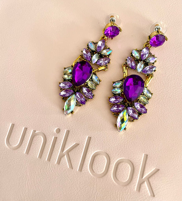 DANGLING | PURPLE + GOLD | EARRINGS