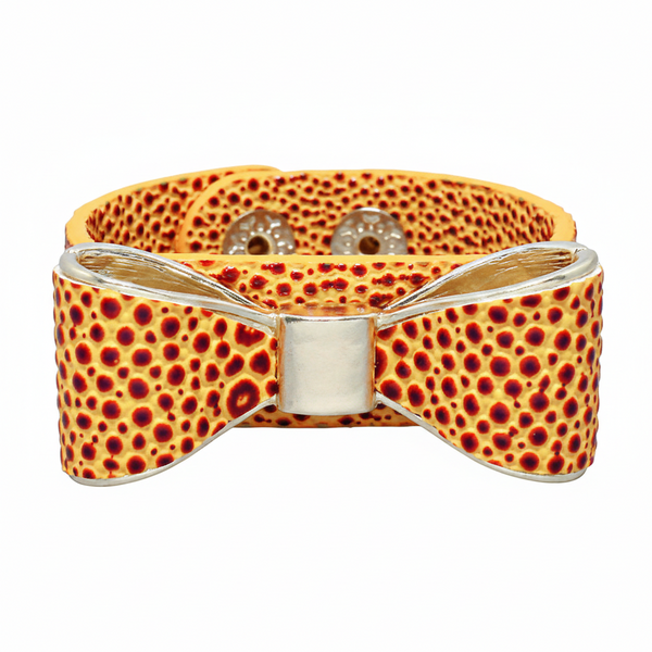 Leather gold bow bracelet