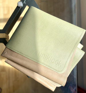 Uniklook hunter green and tan vegan leather med mat, 39"x39" fold 
