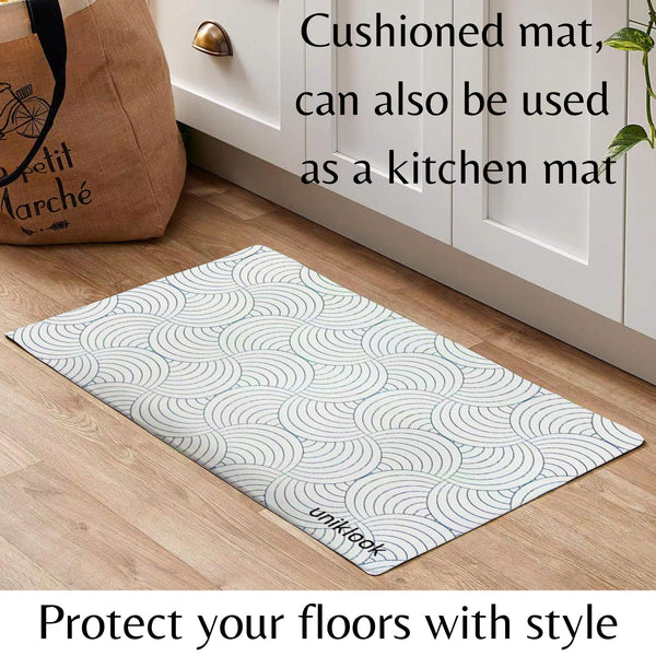 Cushioned smart design dog food mat perfect for kitchen mat too. 