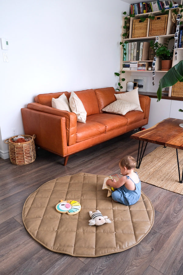 Tan + Cloud Padded Playmat Leather Mat