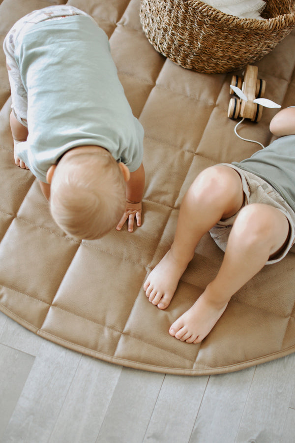 Tan + Cloud Padded Playmat Leather Mat