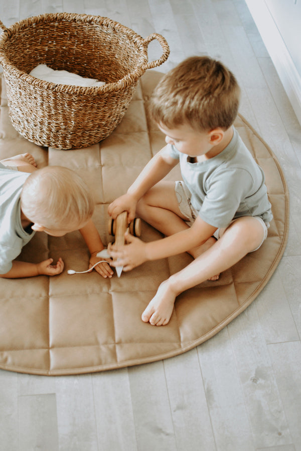 Tan + Cloud Padded Playmat Leather Mat