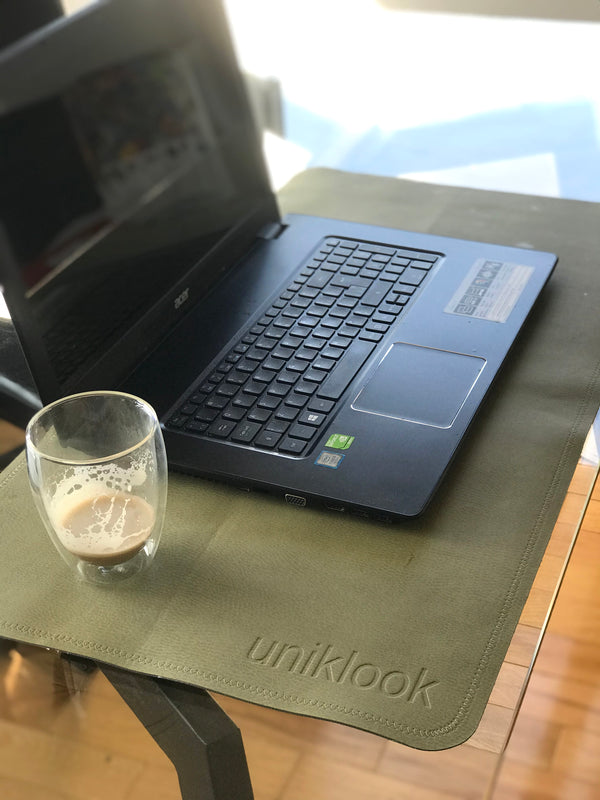 Hunter leather mat used as a computer mat